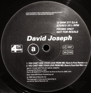 DAVID JOSEPH - YOU CAN'T HIDE YOUR LOVE / SURE IS PURE REMIX